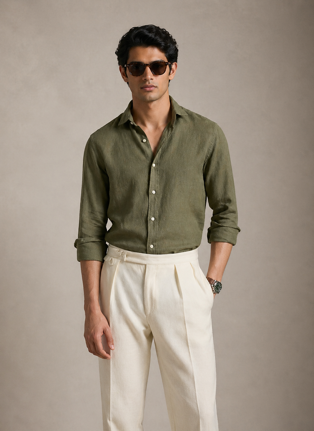Olive Linen Shirt