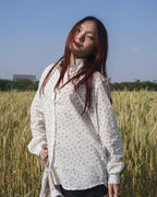 Khandaani Cream Floral Cotton Shirt for Women