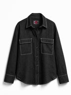 Black Utility Linen Shirt