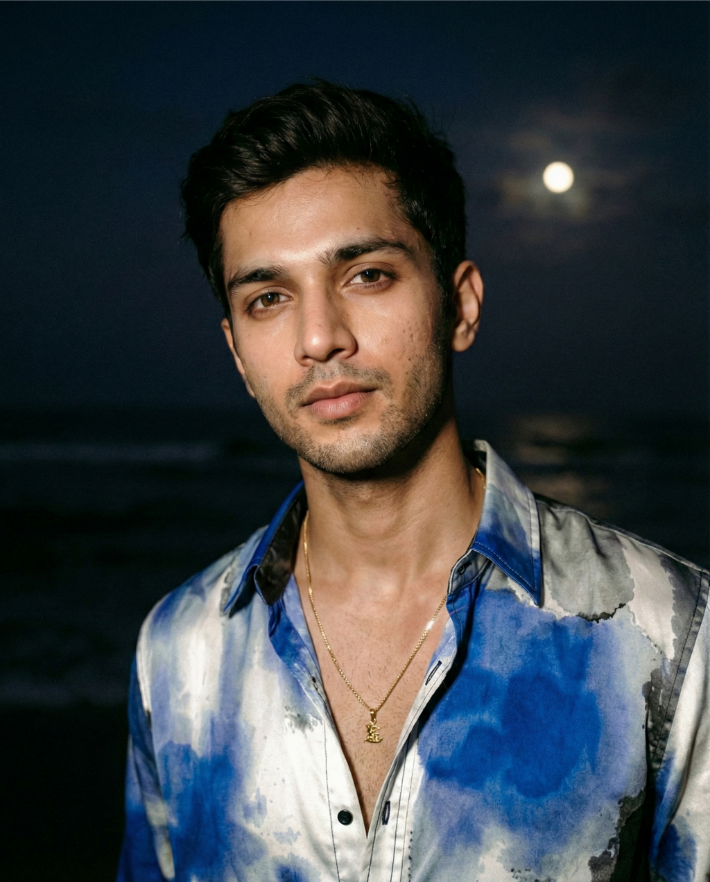 Ink wash satin shirt