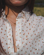 Khandaani Cream Floral Cotton Shirt for Women
