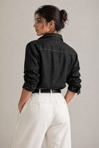 Black Utility Linen Shirt