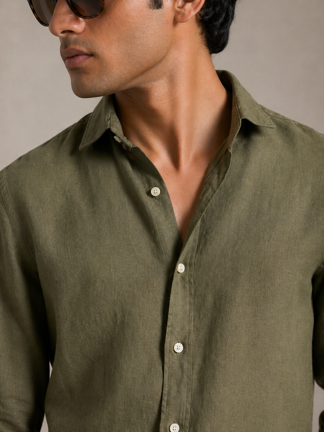 Olive Linen Shirt