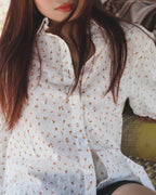 Khandaani Cream Floral Cotton Shirt for Women