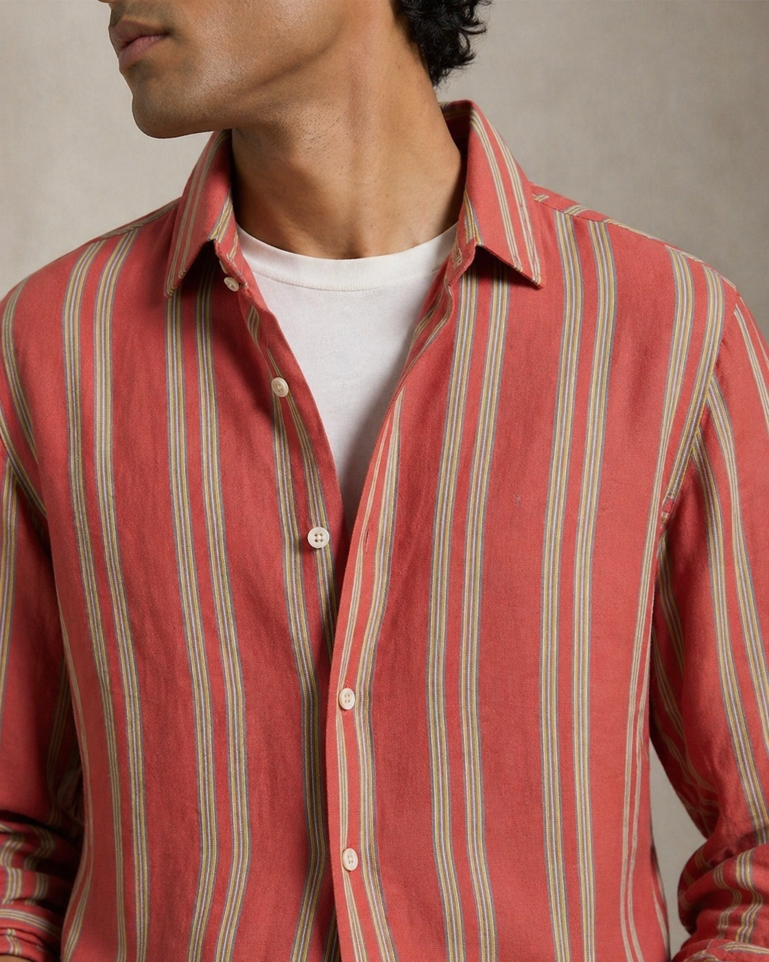Rust Stripe Muslin Shirt